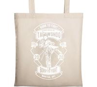 Taekwondo Martial Arts Born to Fight Sac fourre-tout en coton écologique naturel Beige