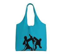 Taekwondo Sac fourre-tout en toile avec impression d'arts martiaux pour femme, sac d'épicerie réutilisable, grande pochette en toile, sac à main portable