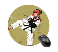 Taekwondo Tapis de souris rond à glissement lisse Tapis de souris de jeu extra densité portable confortable pour bureau, maison, bureau, 20 x 20 cm