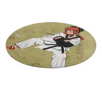 Taekwondo Tapis rond doux et absorbant antidérapant pour chambre à coucher, salon, décoration d'intérieur - 90 x 90 cm