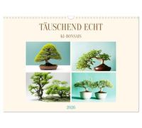 Täuschend echt KI-Bonsais (Wandkalender 2026 DIN A3 quer), CALVENDO Monatskalender: Bonsaibäume stellen ursprünglich eine japanische Philosophie und Kunstform dar.