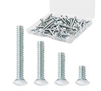 Taezn Lot de 100 vis pour plaque murale, 4 tailles de longueur de filetage #6-32, vis blanches pour plaques murales, remplacement parfait pour vis de prise murale, vis de plaque d'interrupteur, vis