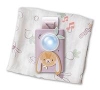 Taf Toys Lapin Sucette et lange pour bébé Machine sonore apaisante avec capteur activé par les pleurs Ensemble d'emmaillotage de voyage en bambou et coton de qualité supérieure Convient pour les bébés