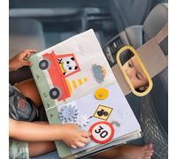 Taf Toys Livre d’Activités Bébé pour Voiture - Jouet d’Éveil Sensoriel avec Textures, Miroir, Pop-It - Fixation Appui-Tête - Dès 12 Mois - 13825