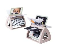 Taf Toys Tummy Time Livre de bébé Noir et Blanc Monochrome Hochet Double Face Jouet pour bébé Jouet d'apprentissage Montessori pour Nouveau-né garçon et Fille 0 Mois