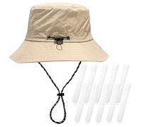 TAFACE 1 Chapeau De Soleil, 10 Patchs Blancs Absorbant La Transpiration, Chapeau De Soleil Protégé Contre Les UV, Chapeau De Seau Imperméable Et Respirant, Chapeau De Soleil Pliable(Kaki)