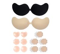 TAFACE 2 Paires De Soutiens-Gorge Adhésifs avec 8 Paires De Couvre-Tétons, Soutien-Gorge Invisible, Soutien-Gorge sans Bretelles en Silicone pour Robes De Soirée Et Vêtements Dos Nu