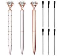 TAFACE 3PCS Stylos à Bille En Cristal Avec 6 Recharges, En Métal Et Or Rose - Cadeaux Pour Femmes, Collègues Et Filles
