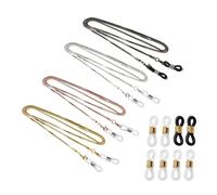 TAFACE 4pcs chaîne de lunettes rétro avec 4 paires de boucles antidérapantes, lanière de lunettes de soleil neutres, chaîne de lunettes de lecture en alliage, chaîne anti-chute de lunettes