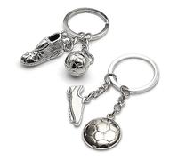 TAFACE Lot de 2 porte-clés en acier inoxydable pour chaussures de football, accessoires de chaussures de football, mini porte-clés de décoration (argent), argenté, 3cm