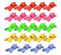 TAFACE Lot de 24 sifflets colorés pour enfants avec cordon tour de cou, adaptés pour les compétitions scolaires, les jeux d'équipe, les fêtes de vacances