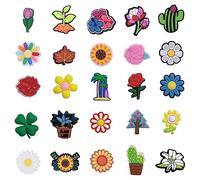 TAFACE Lot de 25 décorations de chaussures de jardin, feuilles florales, boucles de chaussures, fleurs de jardin, décorations de chaussures en PVC pour garçons et filles