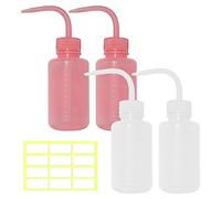 TAFACE Lot de 4 bouteilles compressibles de 150 ml, 1 autocollant d'étiquette, bouteilles compressibles en plastique avec ouverture étroite et bec incurvé, arrosoir anti-fuite pour l'arrosage des