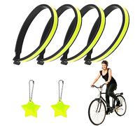 TAFACE Lot de 4 colliers réfléchissants, pinces à pantalon avec 2 pendentifs en forme d'étoile, extensibles pour jogging, randonnée, camping, cyclisme, boucles de pantalon (jaune)