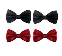 TAFACE Lot de 4 nœuds papillon noirs et rouges unis pour homme et femme, convient pour les mariages, les réceptions, les fêtes et autres occasions, noir/rouge, taille unique