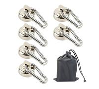 TAFACE Lot de 6 crochets magnétiques, 1 sac de rangement, mousqueton magnétique, crochet magnétique rotatif, crochet magnétique en métal néodyme, adapté pour cuisine, entrepôt, salle de bain