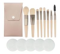 TAFACE Lot de 8 Pinceaux de Maquillage (Emballage en PU) et 5 Tampons de Démaquillage, Rose Foncé, Fibre Artificielle, Set de Pinceaux à Maquillage