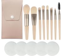 Taface Lot De 8 Pinceaux De Maquillage (Emballage En Pu) Et 5 Tampons De Démaquillage, Rose Foncé, Fibre Artificielle, Set De Pinceaux À Maquillage