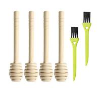 TAFACE Mélangeur à Miel en Bois - Cuillère Spirale Pour Jus, Café, Lait, Thé - Brosse de Nettoyage - Convient Pour Confiture, Thé au Lait - Empêche les Gouttes de Sirop