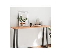 Tafelblad natuurlijke rand 140x40x(2-4) cm eikenhout lichtbruin363962