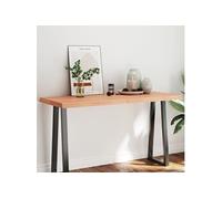 Tafelblad natuurlijke rand 140x60x(2-6) cm eikenhout lichtbruin363967