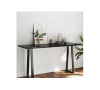 Tafelblad natuurlijke rand 160x60x(2-4)cm eikenhout donkerbruin364038