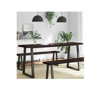 Vidaxl Dessus De Table Bois Massif Traité Bordure Assortie Marron