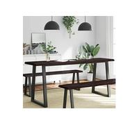 vidaXL Plateau de table à bord naturel 180x60x(2-6) cm chêne brun foncé 364045