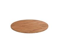 Tafelblad rond Ã~70x1,5 cm bewerkt massief eikenhout lichtbruin342962