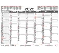 Tafelkalender A4 "Stabil" 2026: 14 Monate auf Vorder- und Rückseite I Dicker Karton I Ferientermine und Feiertage