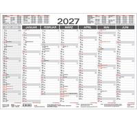 Tafelkalender A4 "Stabil" 2027: 14 Monate auf Vorder- und Rückseite I Dicker Karton I Ferientermine und Feiertage