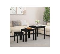 vidaXL Tables gigognes 3 pcs Noir Bois de pin massif 824977