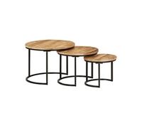 Vidaxl Tables Gigognes 3 Pcs Bois De Manguier Massif Brut Marron