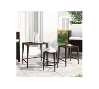 Tables gigognes 3 pcs marron résine tressée