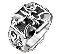 Taffstyle Biker Rocker Ring Biker Croix Fleur de Lys