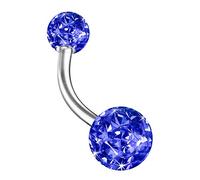 Taffstyle Piercing de nombril en acier chirurgical, double boules en cristal Ferido, couleurs au choix, Acier inoxydable