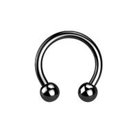 Taffstyle Piercing pour lèvre, lèvre, lèvre, titane G23, fer à cheval, universel, filetage extérieur 1,6 mm x 10 mm x 4 mm, noir, 1,6mm x 10mm x 4mm