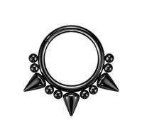 Taffstyle Piercing septum, oreille, cartilage, anneau segmenté, nez, hélix, pointes et boules, 1,2mm x 8mm, Acier inoxydable