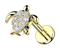 Taffstyle Piercing tige cristal tortue filetage intérieur pour oreille, tragus, helix, lèvre, labret, 6mm