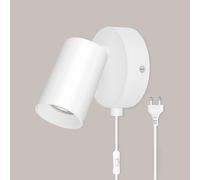 TaFiCo Applique Murale Interieur avec Interrupteur et Prise - Blanc Lampe Murale Orientable 350° Spot Luminaire Mural Vintage pour Chambre Salon Cuisine Sans Ampoule