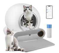 TaFoyu Litière Autonettoayante pour Chat, Robot Nettoyeur Automatique avec Contrôle APP, Anti-pincement/Désodorisant ionique/Moniteur de santé/avec Tapis, 65L+9L, Amélioré