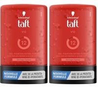 Taft - Schwarzkopf - Gel Tube Coiffant - Gel V12 - Séchage Express - Fixation Extra Forte - Doux sur les cheveux et le Cuir Chevelu - Sans Effet Collant - Formule Provitamine B5-250 ml (Lot de 2)
