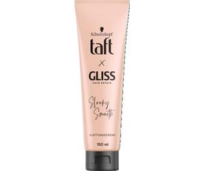 Taft x Gliss Crème lissante Sleeky Smooth (150 ml), crème coiffante pour cheveux lisses sans fer à lisser, avec protection supplémentaire contre le sèche-cheveux et les frisottis
