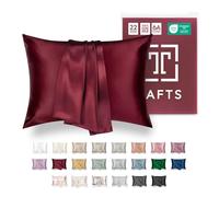 Tafts Taie d'oreiller en Soie 100% Pure Soie de mûrier 6A - 22 mm - pour Cheveux et Peau avec Fermeture éclair, rafraîchissante, Naturelle, Biologique - Double Face (Bordeaux, très Grand, 50,8 x 91,4