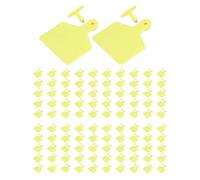Tag d'oreille de bovins Grands étiquettes d'identification de bétail durable jaune pour les bovins moutons et chèvres Animal Huique Plastique 8,5x7,3 cm 100