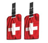 tag8 Lot de 2 étiquettes de bagage intelligentes avec drapeau suisse | Identification tendance | Étiquette de valise | Étiquette numérique tendance | Conforme aux normes des compagnies aériennes SITA