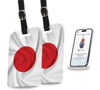 tag8 Lot de 2 étiquettes de sécurité pour bagages - Drapeau du Japon - Avec code traceur d'aéroport - Étiquettes de bagage de voyage - Pour valise, sac à main - Arrêtez de perdre, commencez à