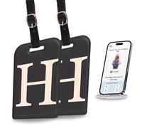 tag8 Lot de 2 étiquettes d'identification pour valises, 26 lettres initiales pour bagages de voyage, étiquettes d'identification avec service mondial de récupération de pertes | Conforme aux