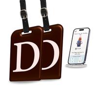 tag8 Lot de 2 étiquettes d'identification pour valises, 26 lettres initiales pour bagages de voyage, étiquettes d'identification avec service mondial de récupération de pertes | Conforme aux