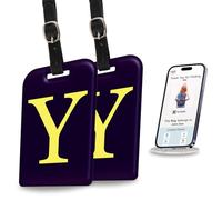 tag8 Lot de 2 étiquettes d'identification pour valises, 26 lettres initiales pour bagages de voyage, étiquettes d'identification avec service mondial de récupération de pertes | Conforme aux
